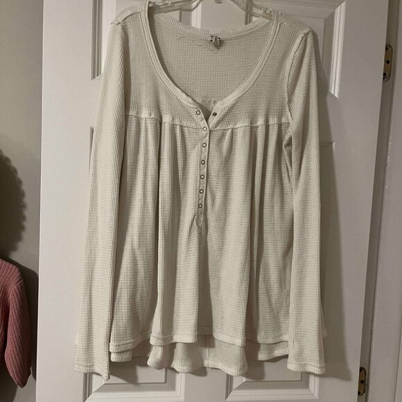 Free People Thermal Blouse Size Large - Picture 1 of 9